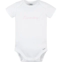 Embroidered Baby Neutral White Premium Short Sleeve Onesies® Bodysuit