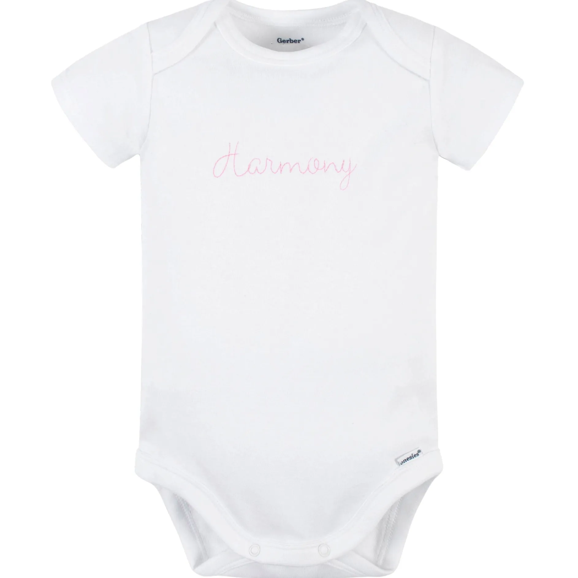 Embroidered Baby Neutral White Premium Short Sleeve Onesies® Bodysuit