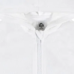 Embroidered Baby & Toddler Girls White Hooded Zip Front Terry Swim Coverup