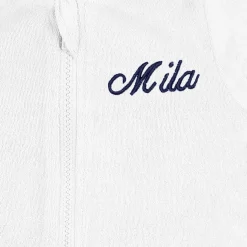 Embroidered Baby & Toddler Girls White Hooded Zip Front Terry Swim Coverup
