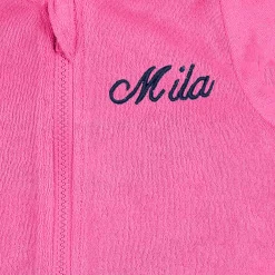 Embroidered Baby & Toddler Girls Pink Hooded Zip Front Terry Swim Coverup