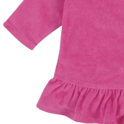 Embroidered Baby & Toddler Girls Pink Hooded Zip Front Terry Swim Coverup