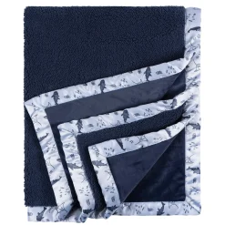Embroidered Coastal Calm Plush Blanket