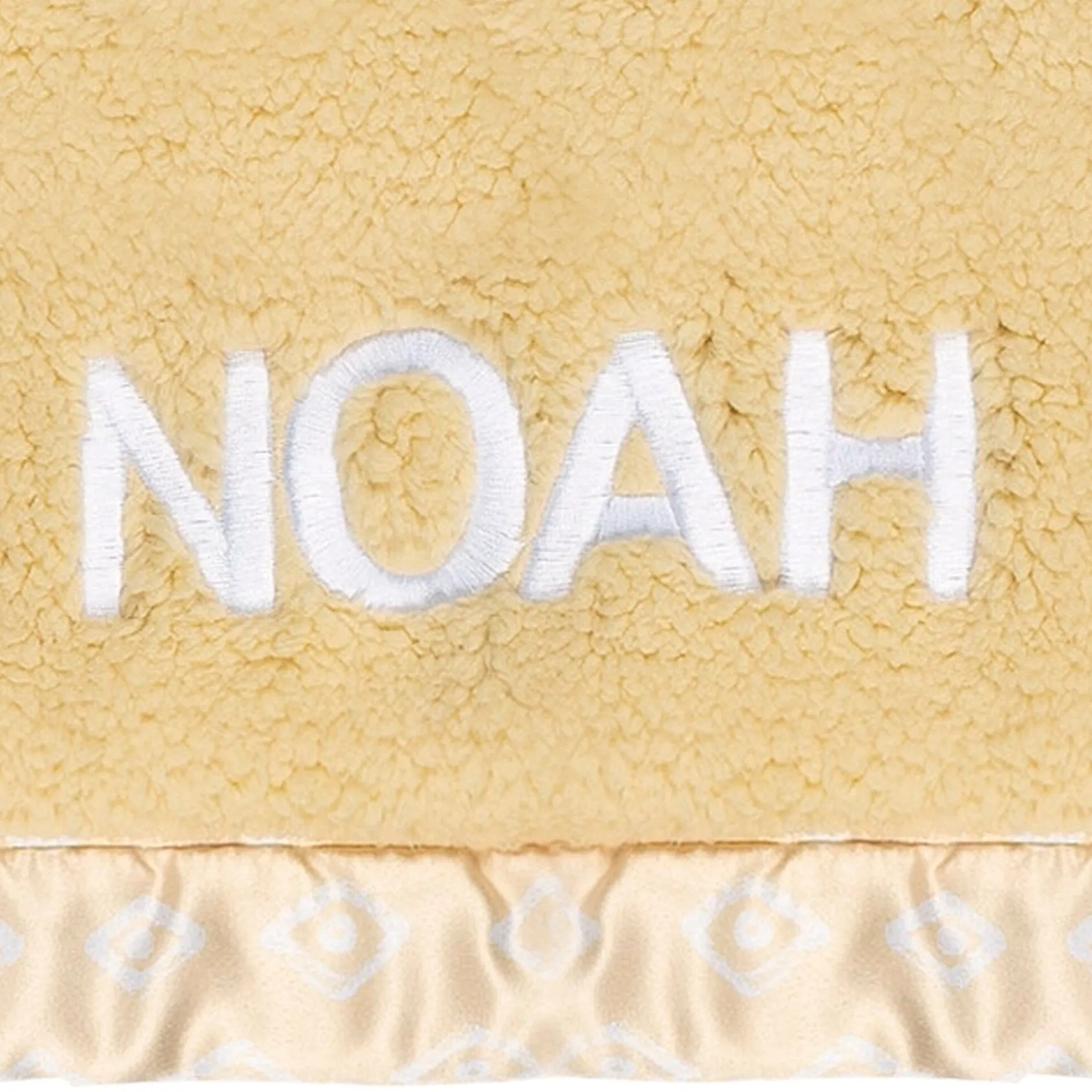 Embroidered Geo Trim Plush Blanket