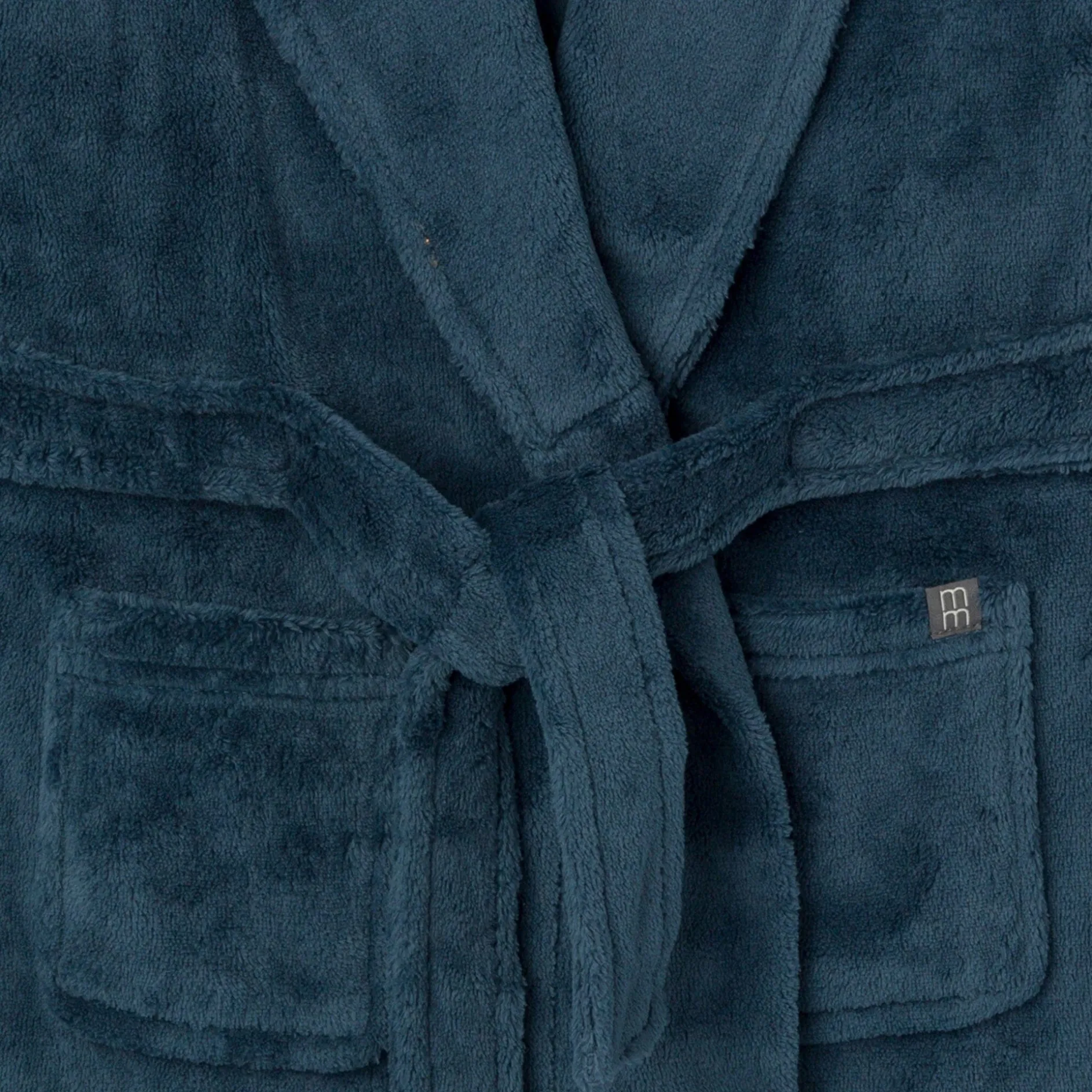 Embroidered Infant & Toddler Boys Navy Shawl Collar Robe