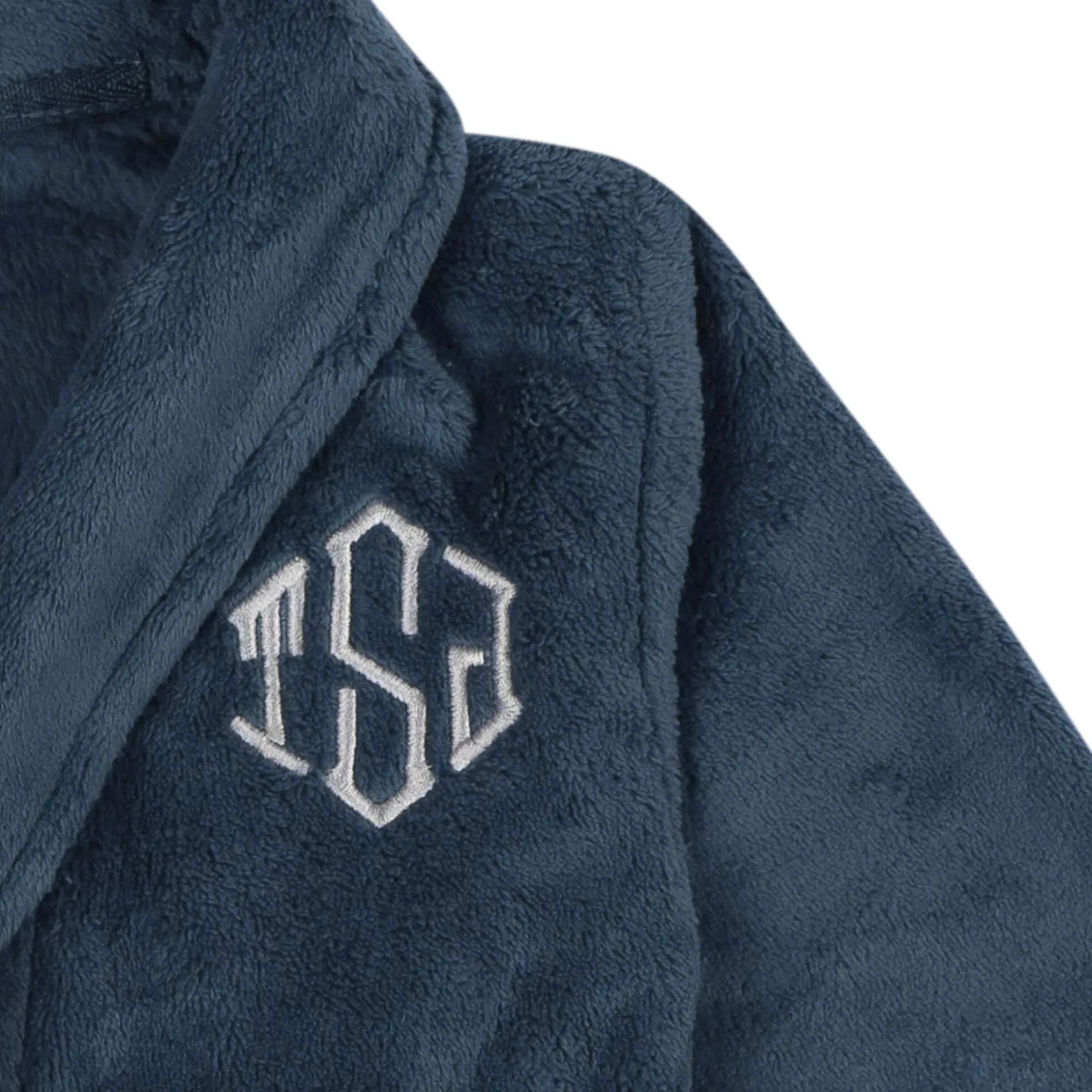 Embroidered Infant & Toddler Boys Navy Shawl Collar Robe