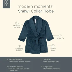 Embroidered Infant & Toddler Boys Navy Shawl Collar Robe
