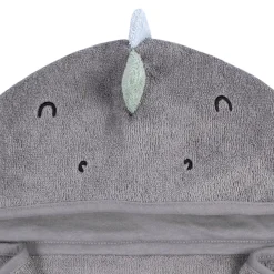 Embroidered 4-Piece Baby Boys Charcoal Dino Towel & Washcloths Set