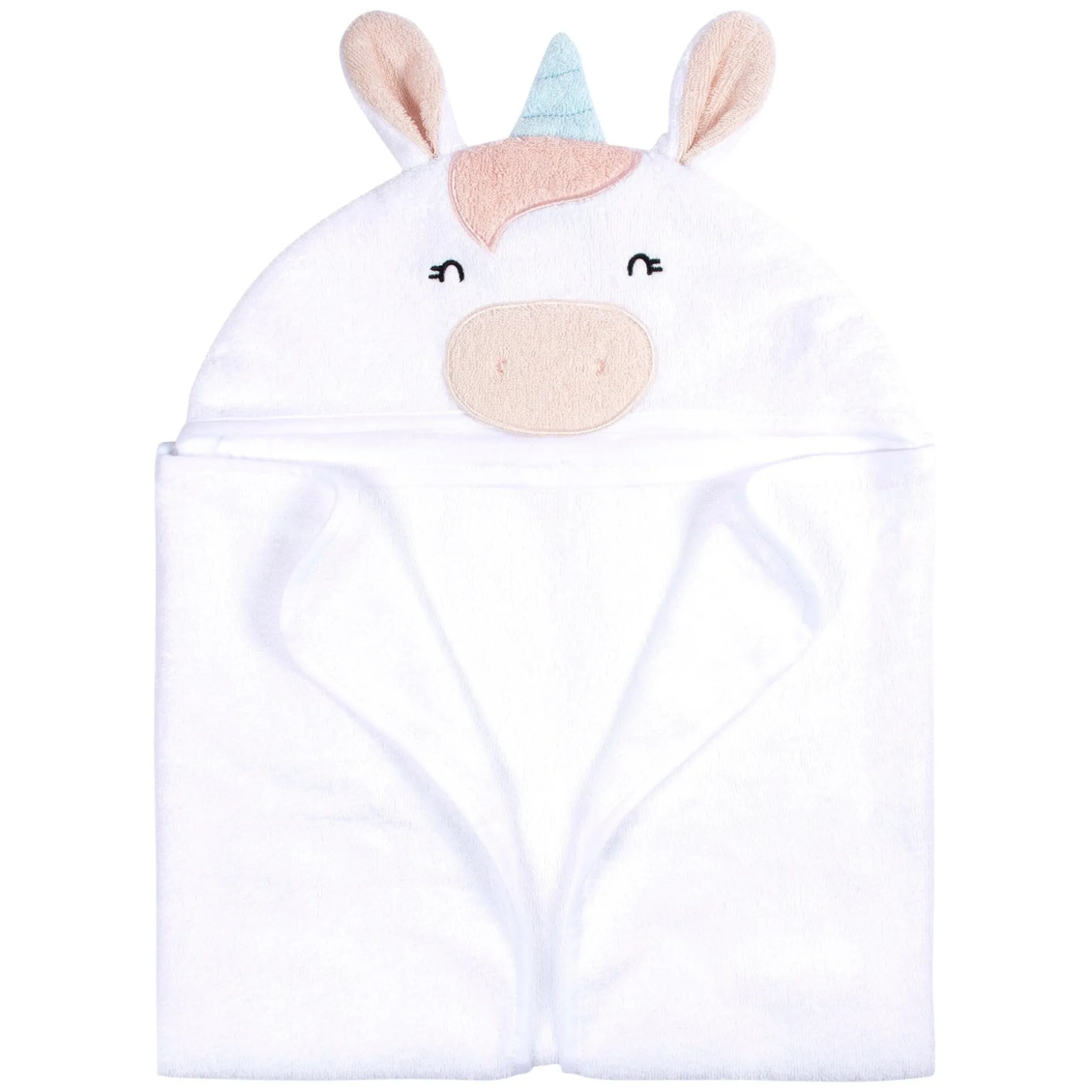Embroidered 4-Piece Baby Girls White Unicorn Towel & Washcloths Set