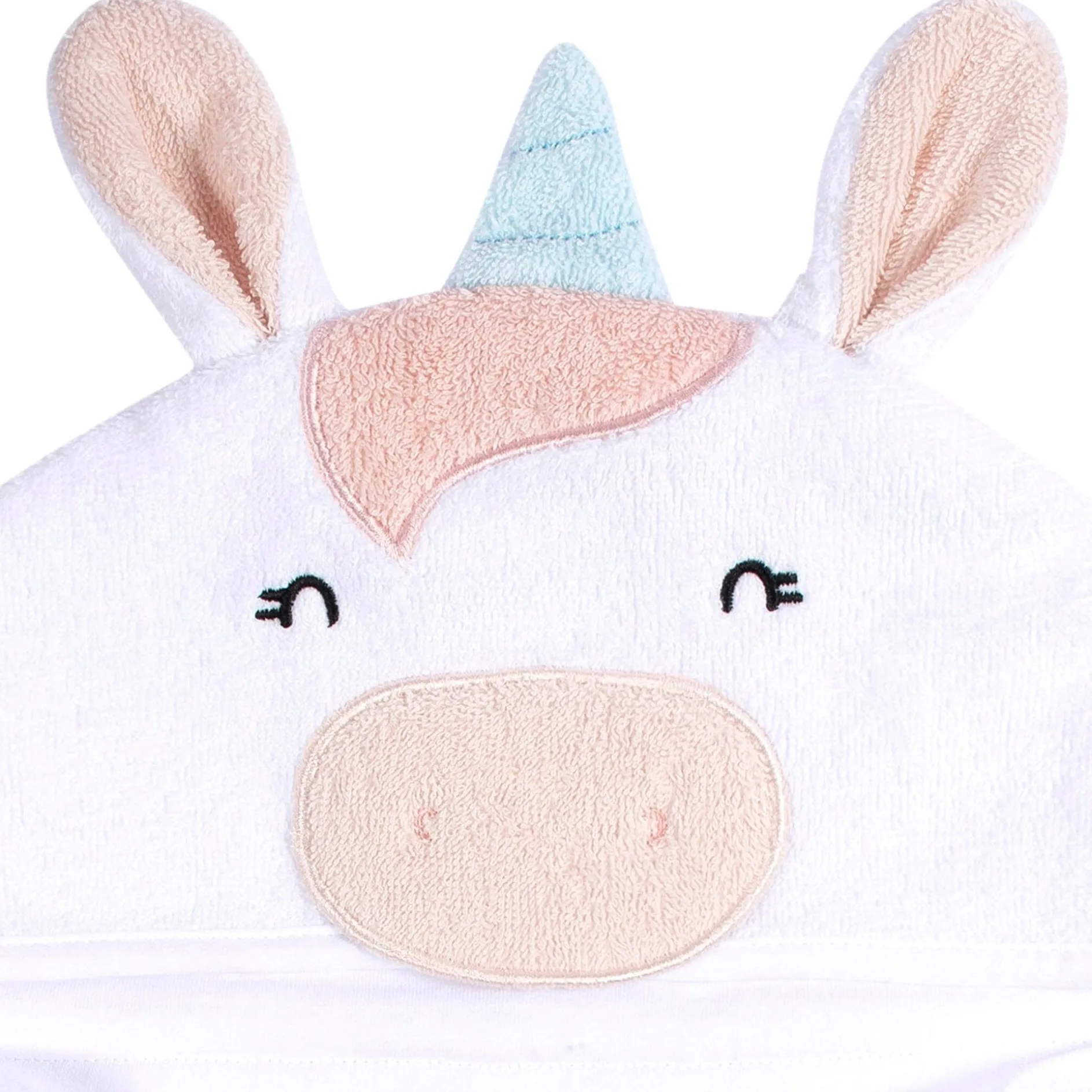 Embroidered 4-Piece Baby Girls White Unicorn Towel & Washcloths Set