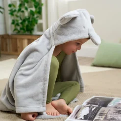 Embroidered 2-Piece Elephant Hooded Wearable Blanket & Security Blanket Set
