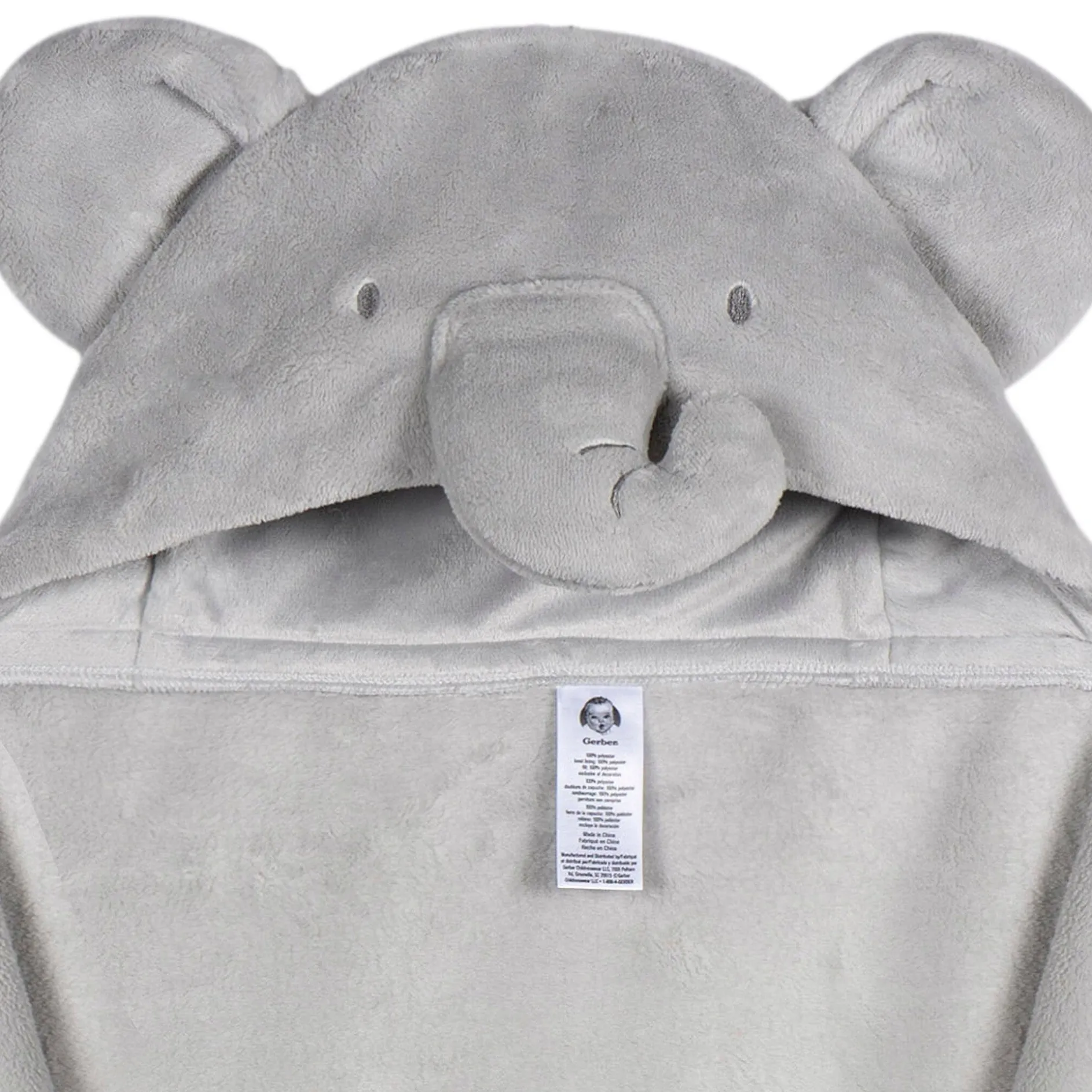 Embroidered 2-Piece Elephant Hooded Wearable Blanket & Security Blanket Set