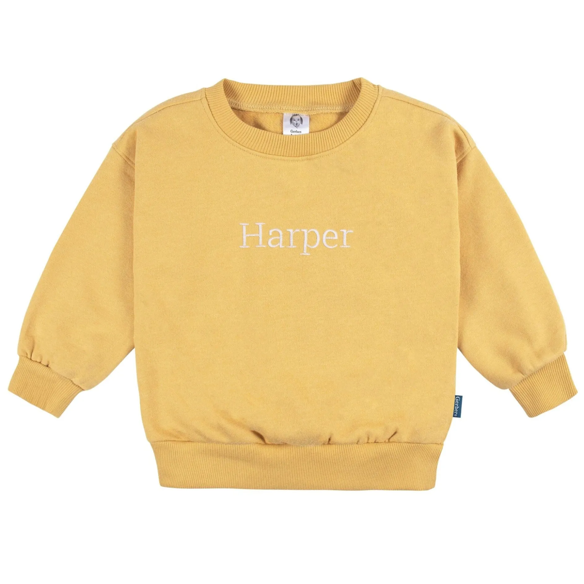 Embroidered 2-Piece Infant & Toddler Neutral Yellow Sweatshirt & Pant Set