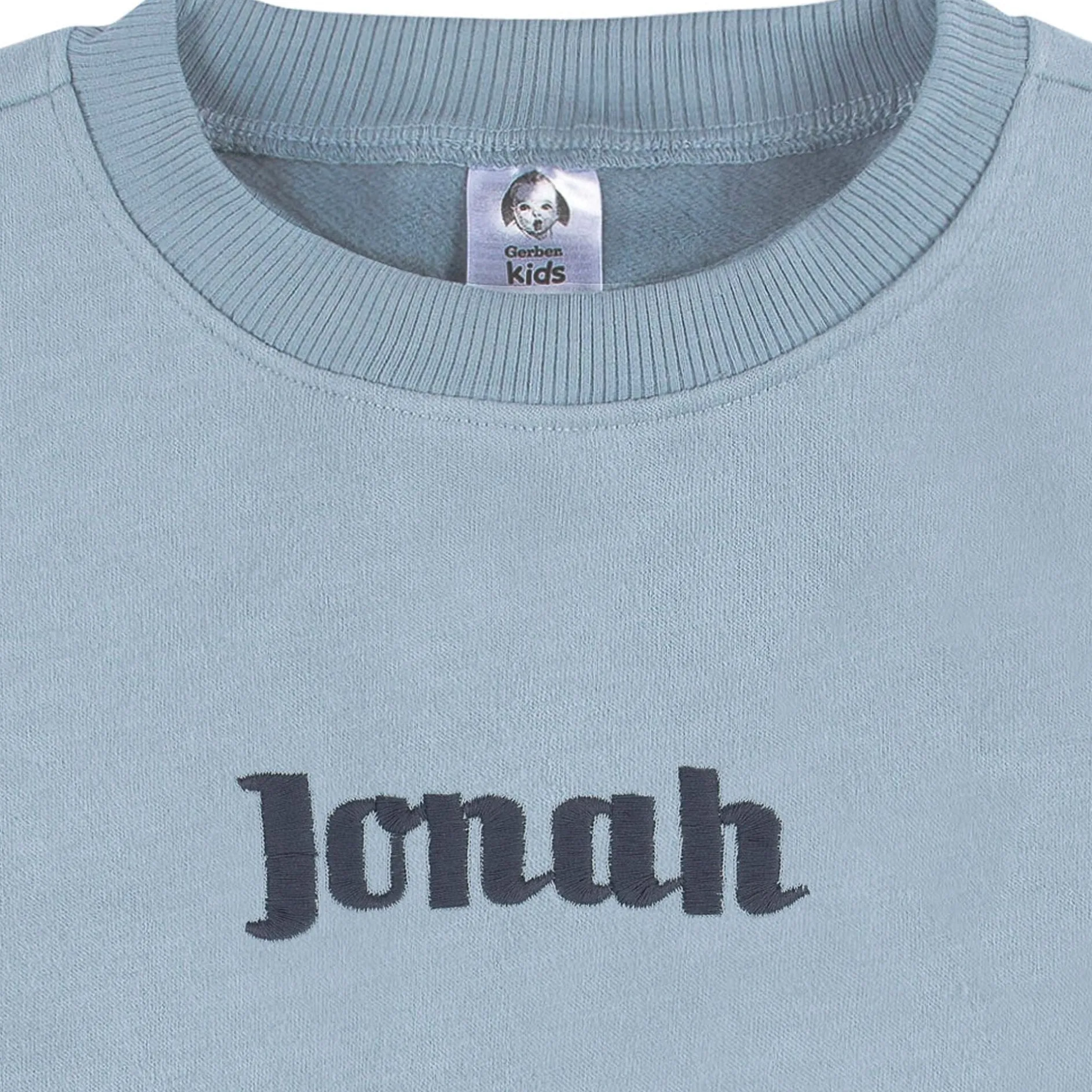 Embroidered 2-Piece Infant & Toddler Neutral Blue Sweatshirt & Pant Set