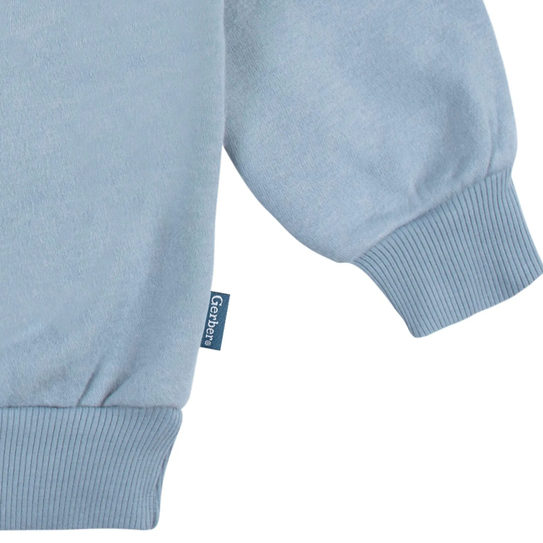 Embroidered 2-Piece Infant & Toddler Neutral Blue Sweatshirt & Pant Set