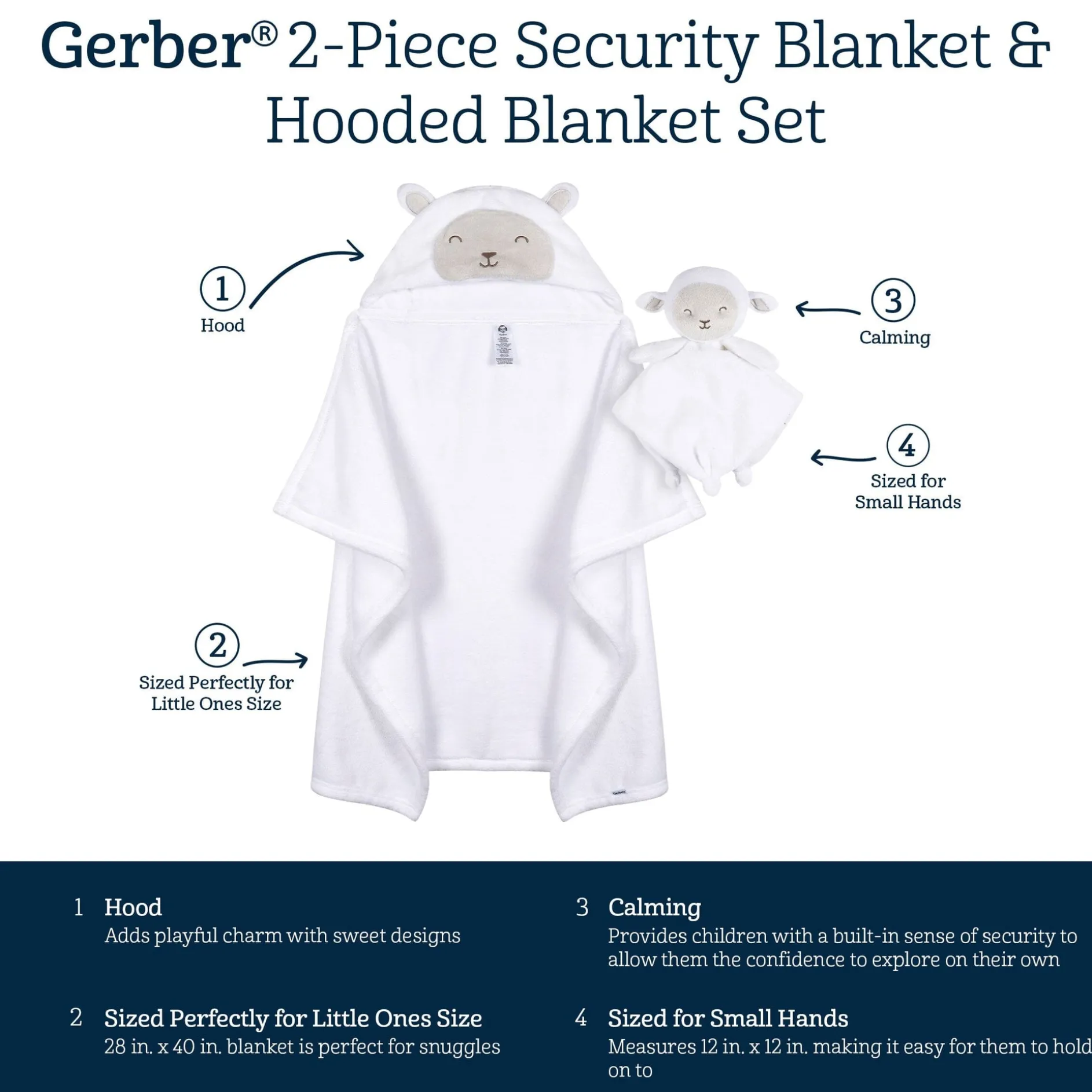 Embroidered 2-Piece Lamb Wearable Blanket & Security Blanket Set