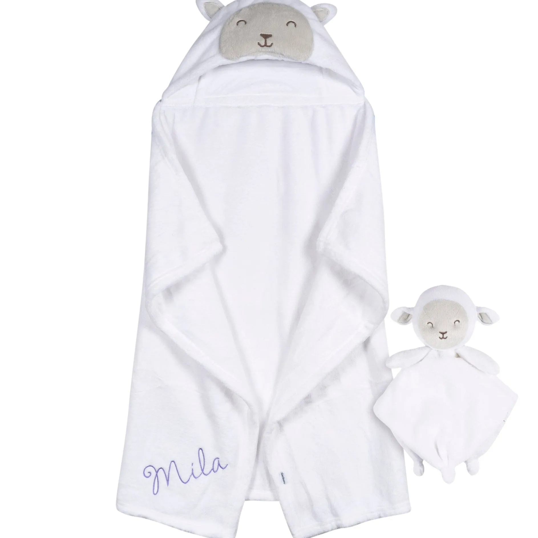 Embroidered 2-Piece Lamb Wearable Blanket & Security Blanket Set