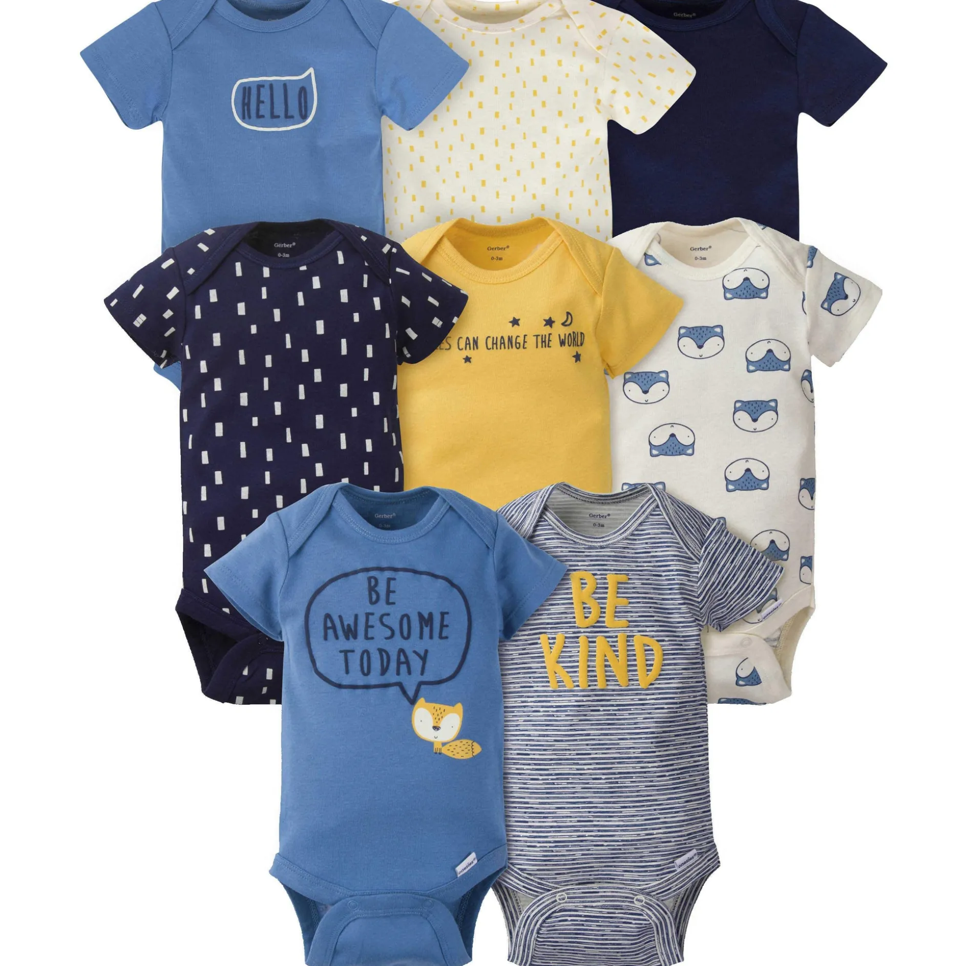 Gerber® 8-pack Baby Boys' Fox Short Sleeve Onesies® Bodysuits