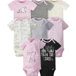 Gerber® 8-pack Baby Girls' Bunny Short Sleeve Onesies® Bodysuits