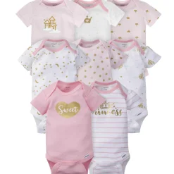 Gerber® 8-pack Baby Girls' Castle Short Sleeve Onesies® Bodysuits