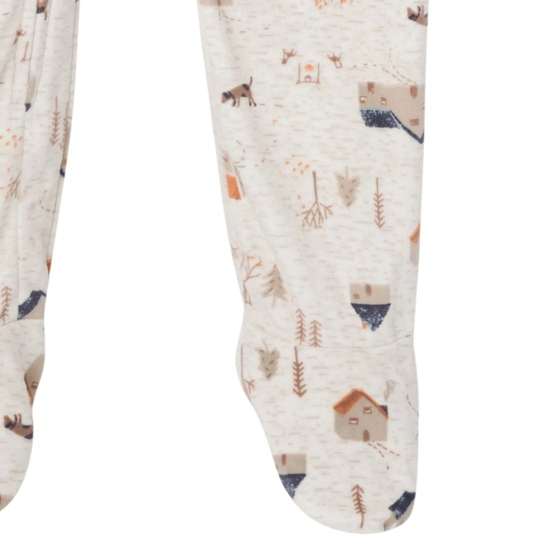 Infant and Toddler Boys Oatmeal Village Footed Fleece Pajamas