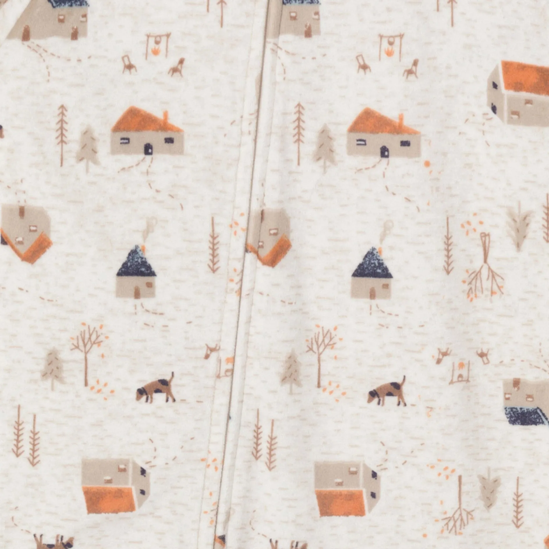 Infant and Toddler Boys Oatmeal Village Footed Fleece Pajamas