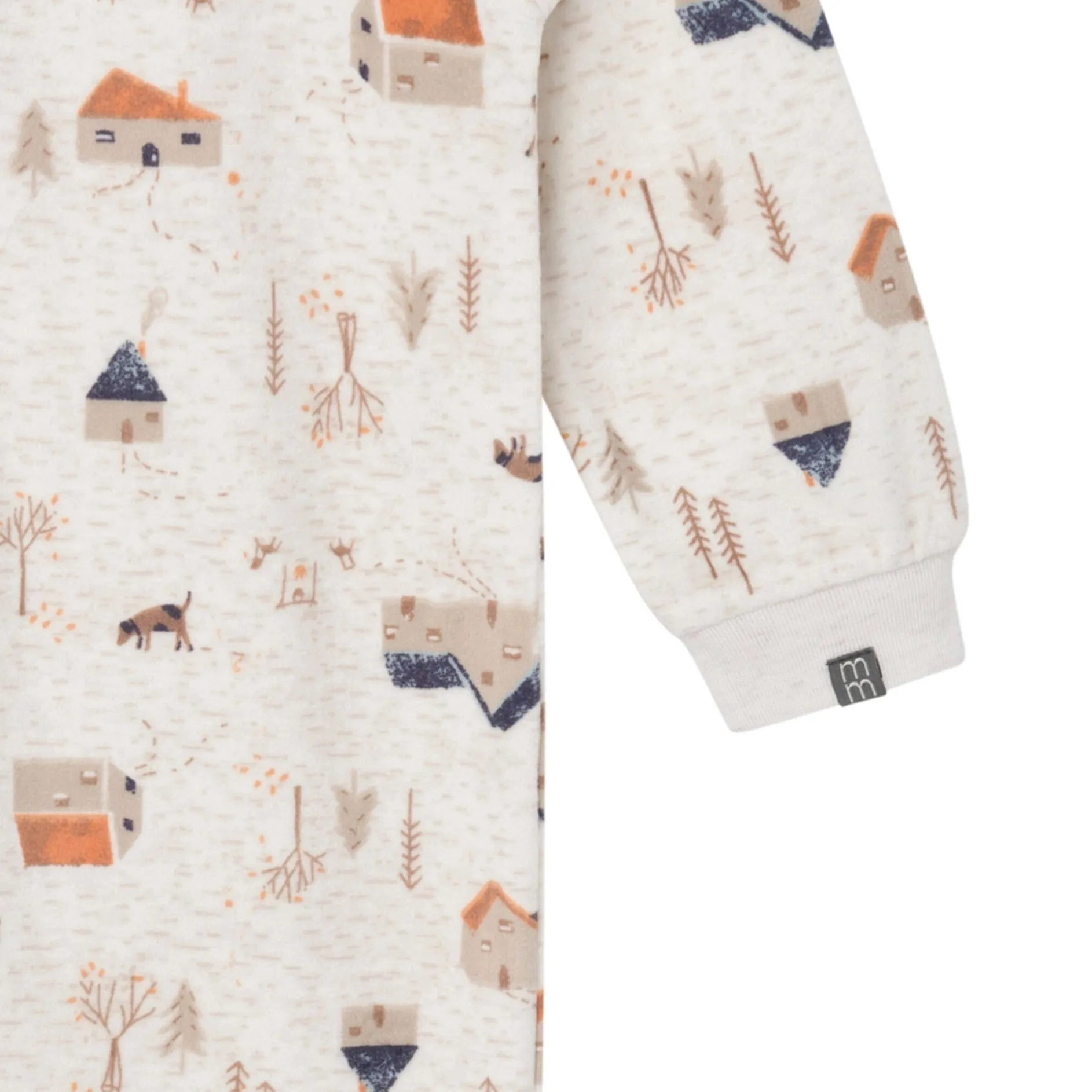 Infant and Toddler Boys Oatmeal Village Footed Fleece Pajamas
