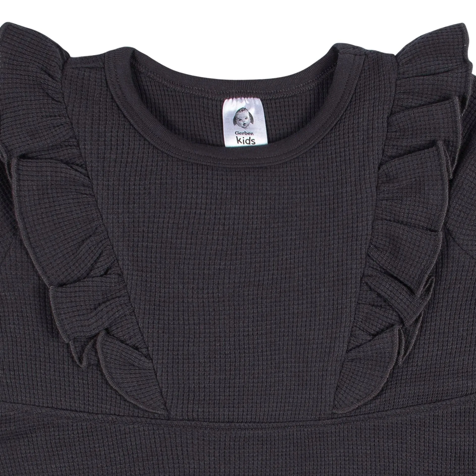 Infant and Toddler Girls Charcoal Dress with Ruffle