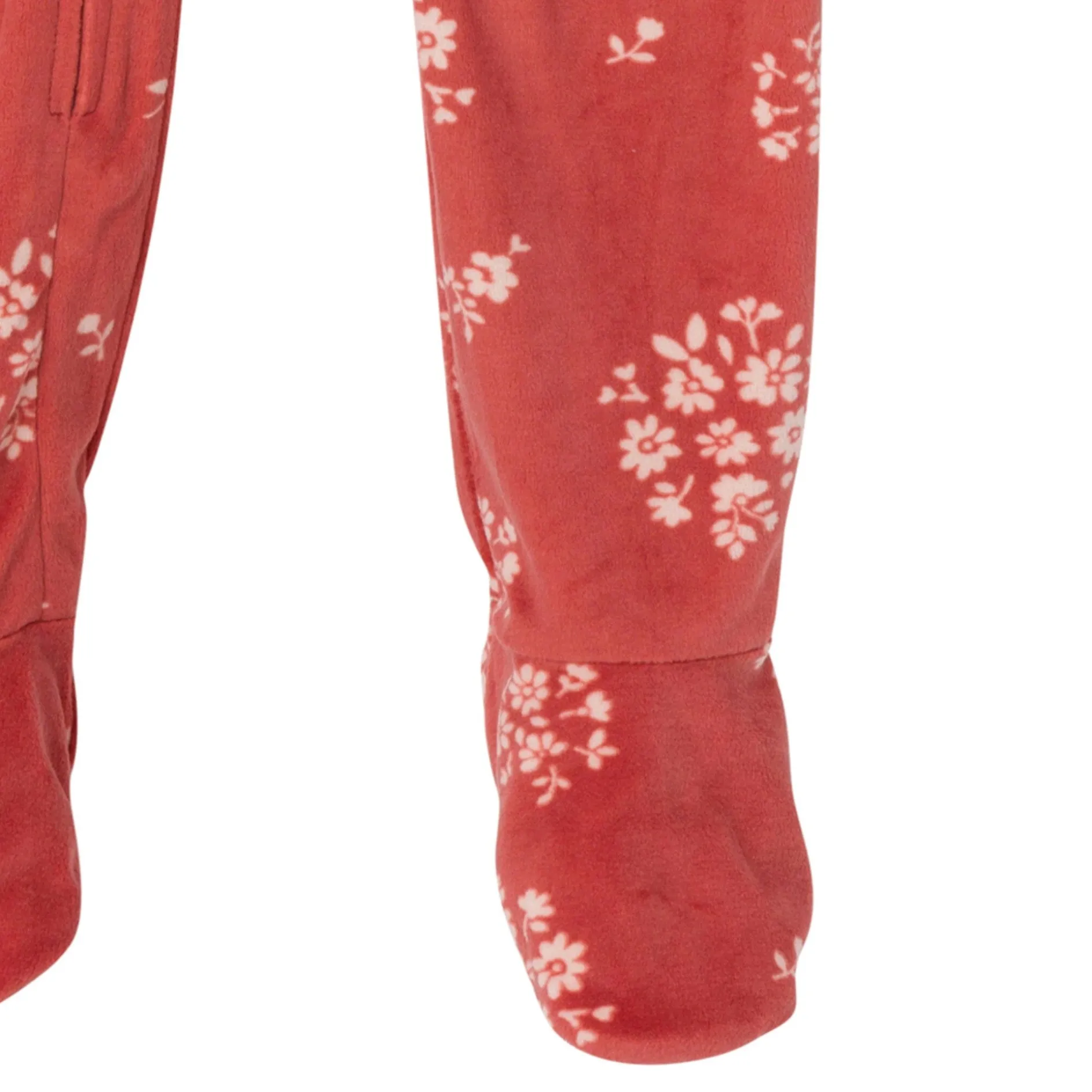 Infant and Toddler Girls Red Bouquet Footed Fleece Pajamas