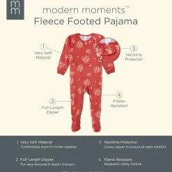 Infant and Toddler Girls Red Bouquet Footed Fleece Pajamas