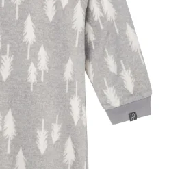 Infant and Toddler Neutral Grey Heather Trees Footed Fleece Pajamas