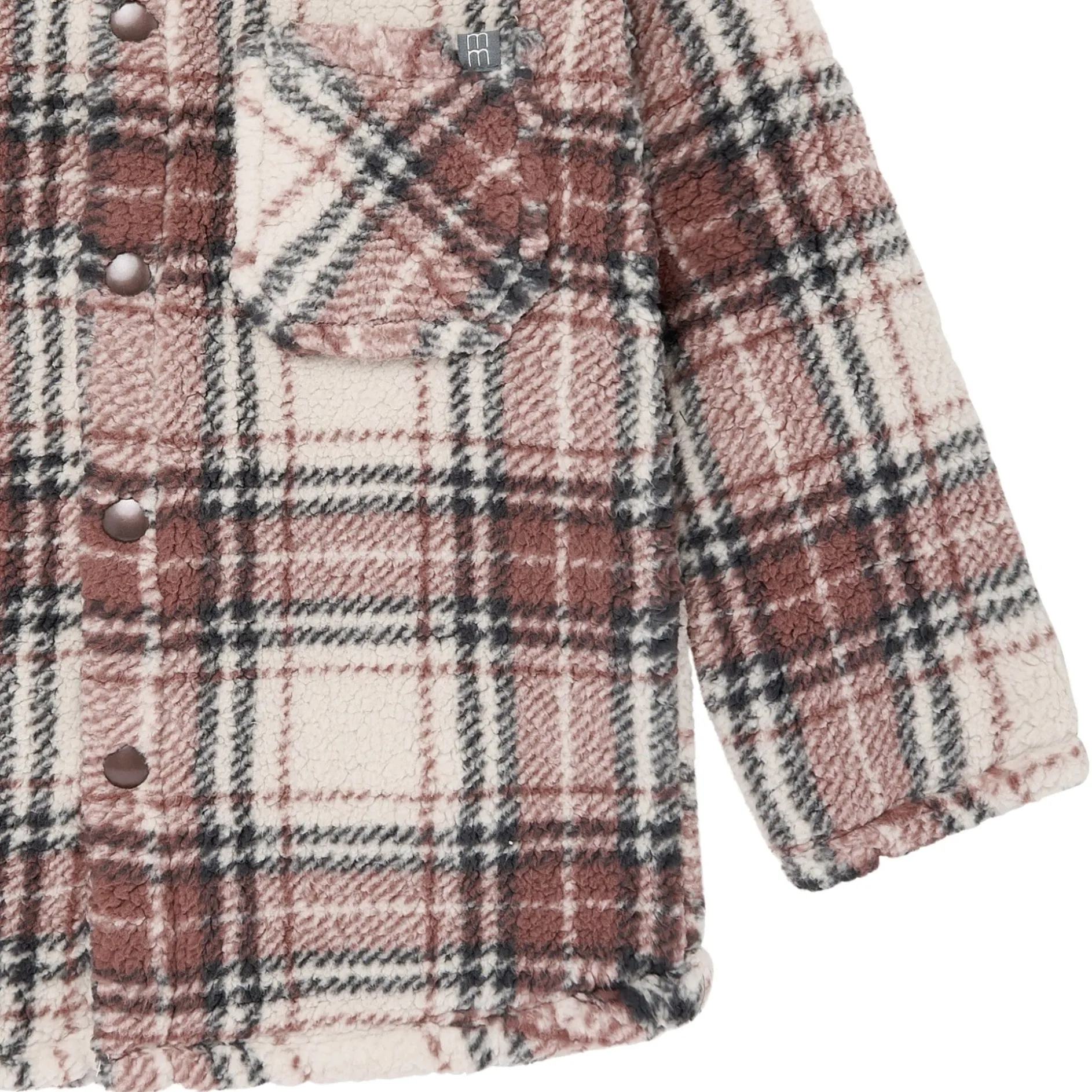 Infant & Toddler Boys Gray and Brown Plaid Sherpa Jacket