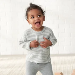 Infant & Toddler Boys Gray Heather Striped Sweater with Pocket