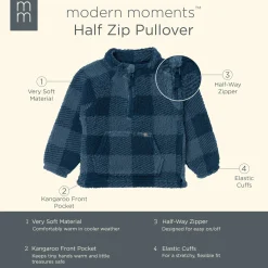 Infant & Toddler Boys Navy Plaid Half-Zip Pullover