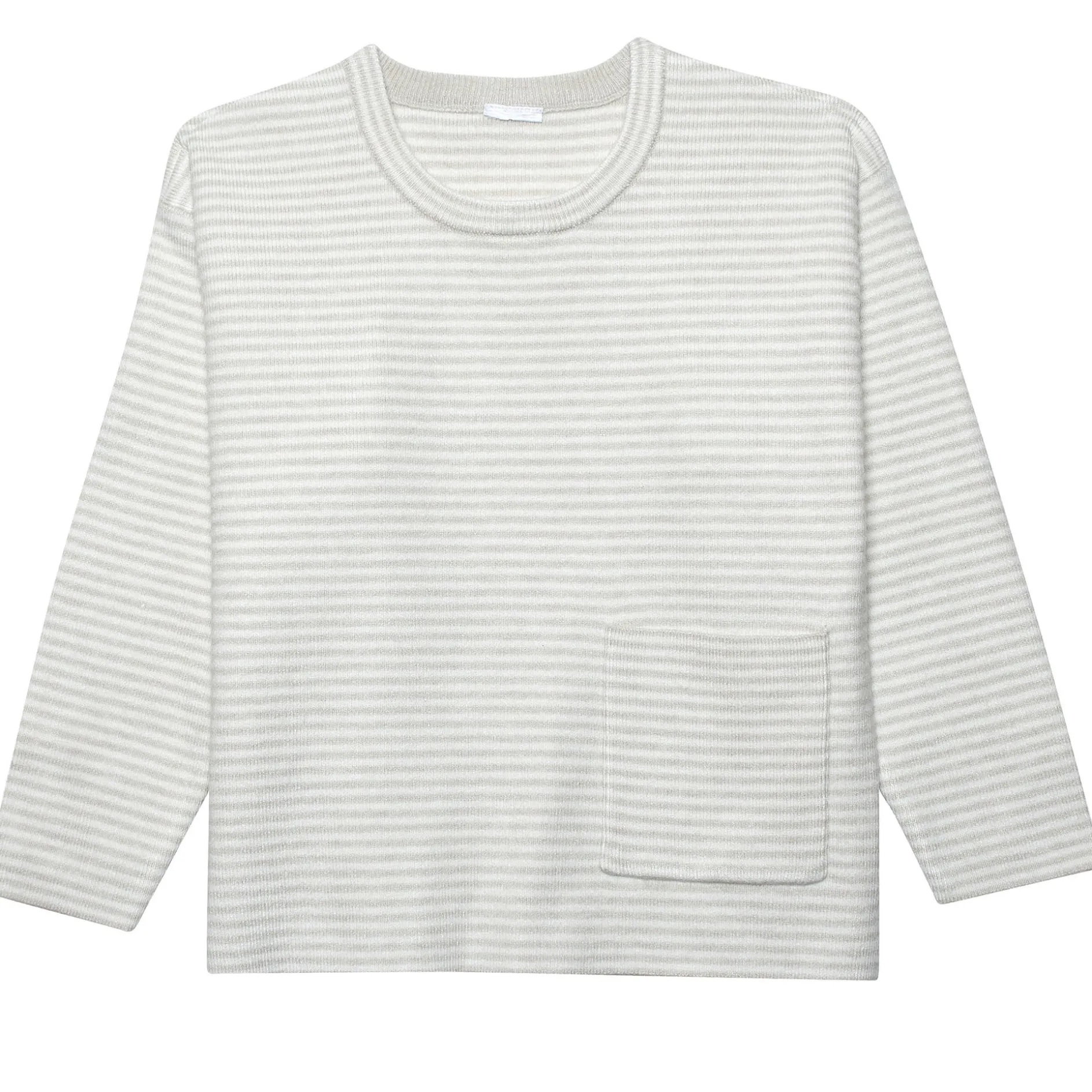 Infant & Toddler Boys Oatmeal Heather Striped Sweater with Pocket
