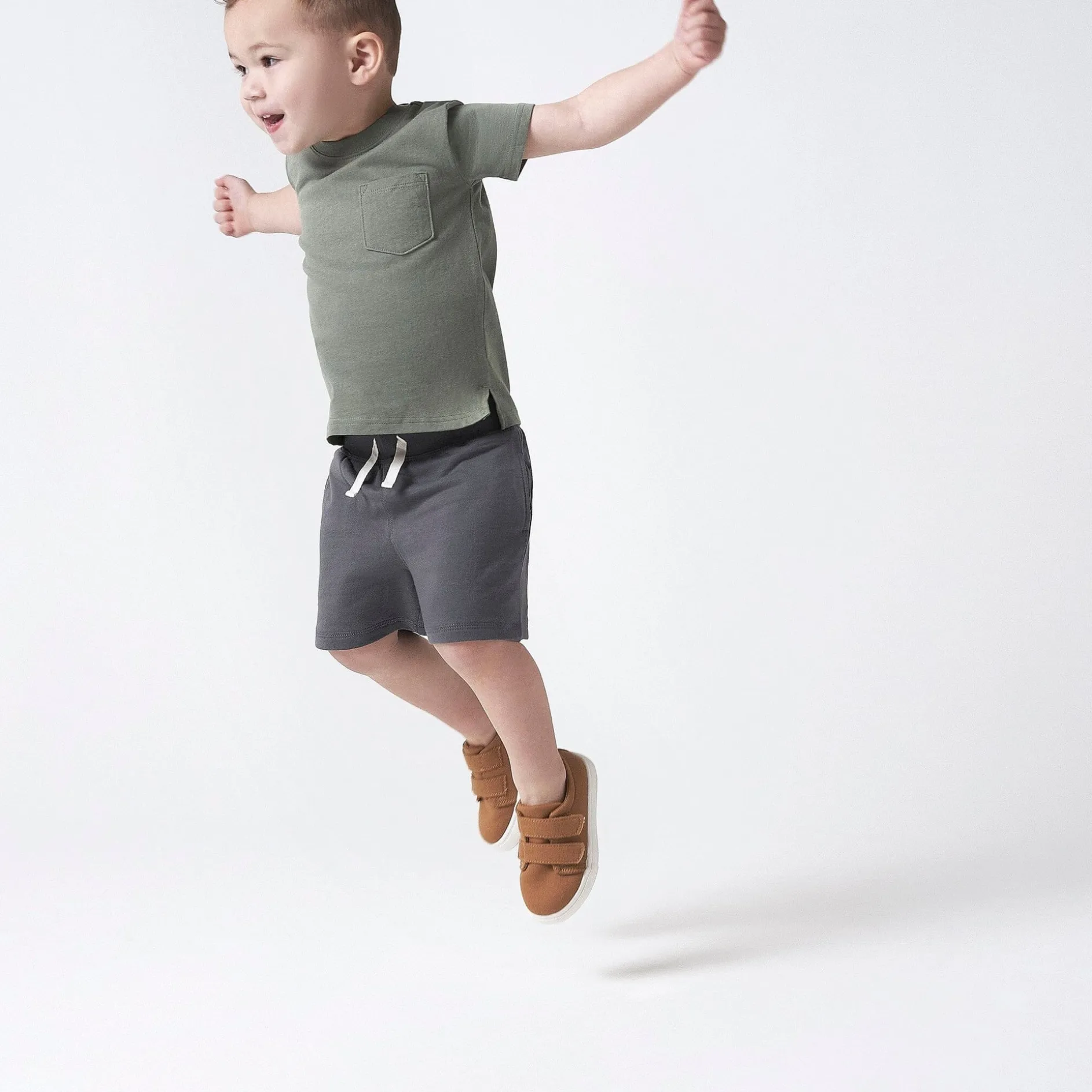 Infant & Toddler Boys Washed Rust Twill Strap Sneaker