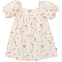 Infant & Toddler Girls Beige Tossed Lavender Puff Sleeve Dress