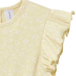 Infant & Toddler Girls Dusty Yellow Floral Flutter Sleeve Romper