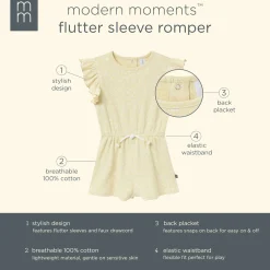 Infant & Toddler Girls Dusty Yellow Floral Flutter Sleeve Romper