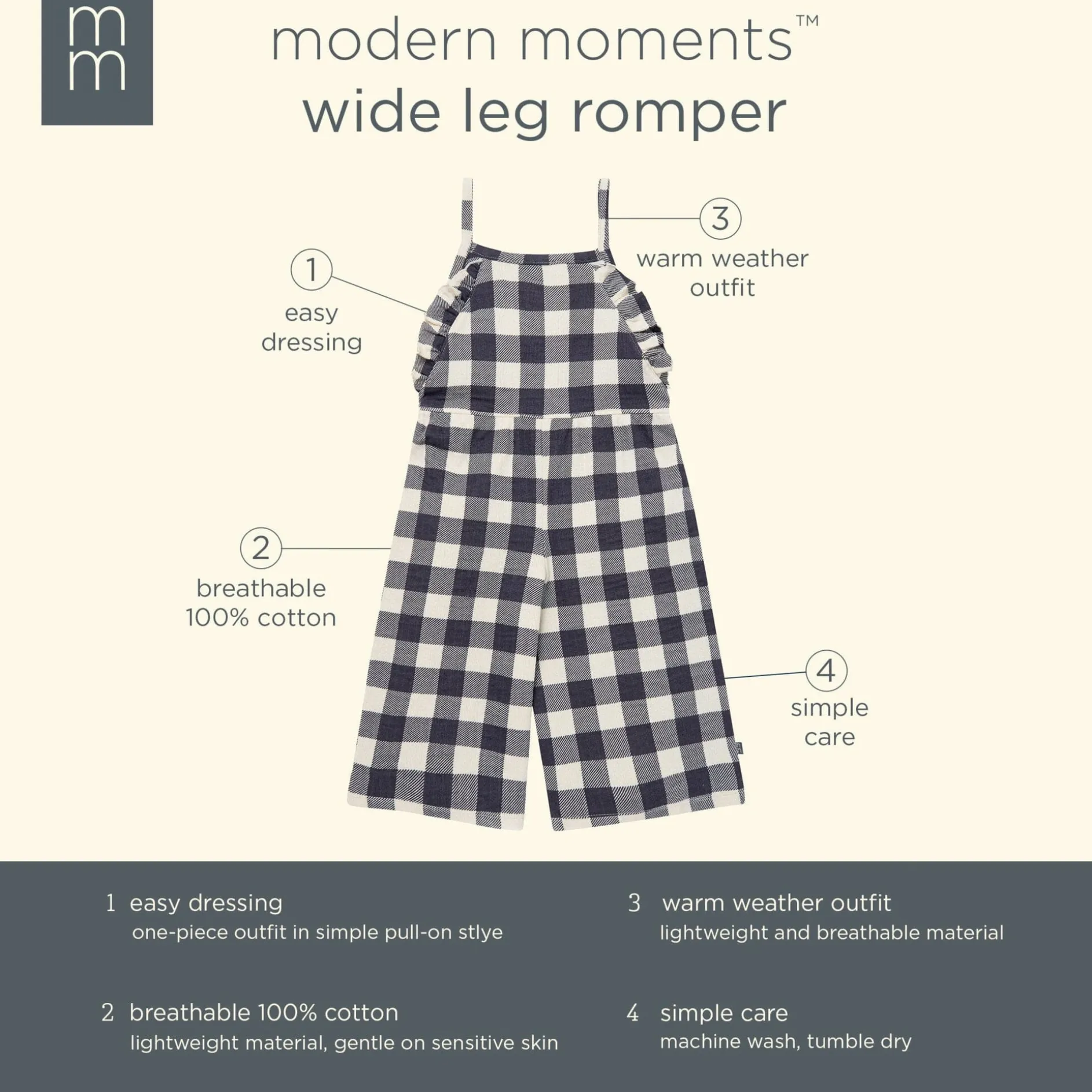 Infant & Toddler Girls Gingham Ruffle Wide Leg Romper