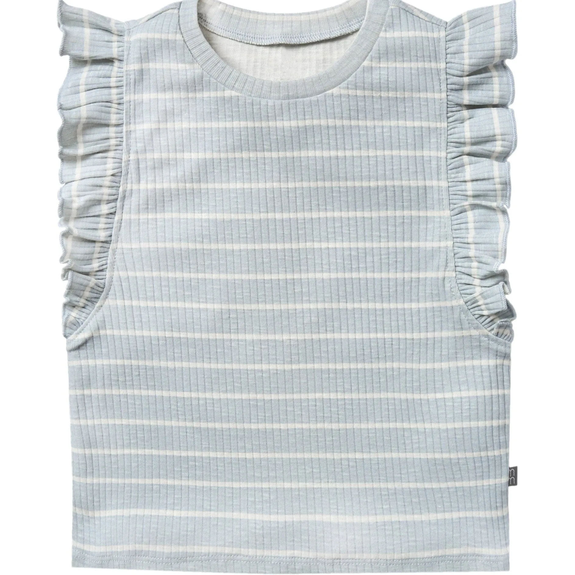Infant & Toddler Girls Light Blue Stripe Ruffle Sleeveless Top