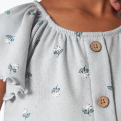 Infant & Toddler Girls Light Blue Daisy Ruffle Sleeve Top