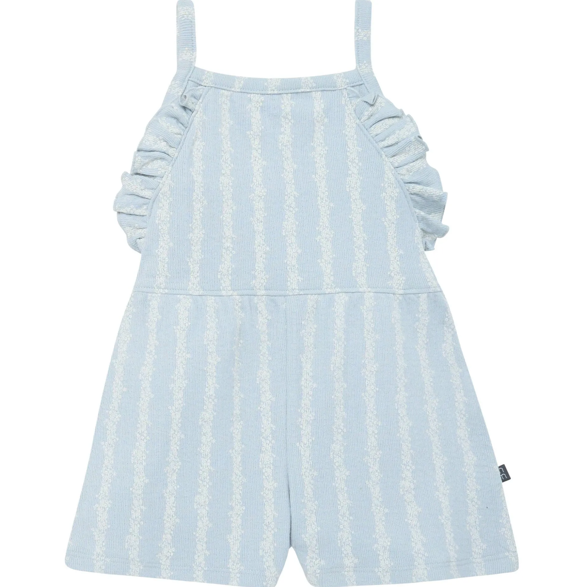 Infant & Toddler Girls Light Blue Mini Flower Stripe Ruffle Romper