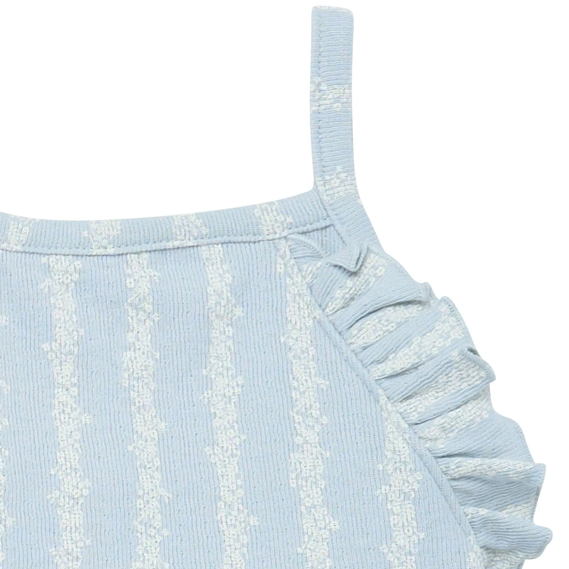 Infant & Toddler Girls Light Blue Mini Flower Stripe Ruffle Romper