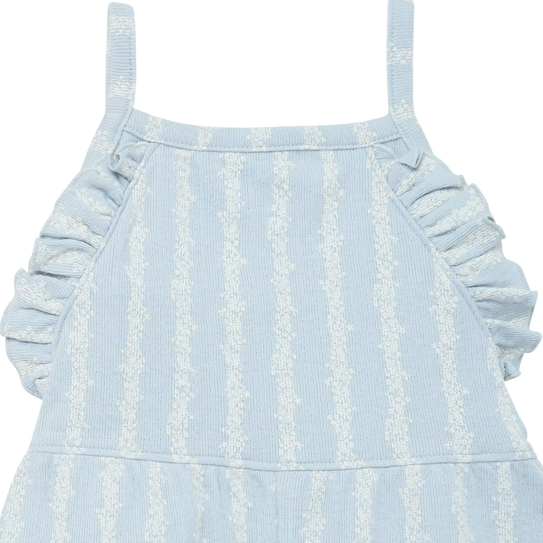 Infant & Toddler Girls Light Blue Mini Flower Stripe Ruffle Romper