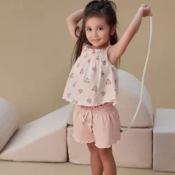 Infant & Toddler Girls Light Rose Smocked Wide Leg Shorts