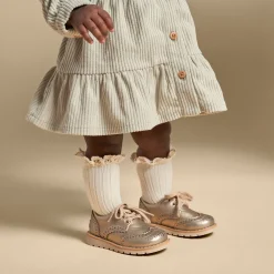 Infant & Toddler Girls Platinum Wingtip Oxfords