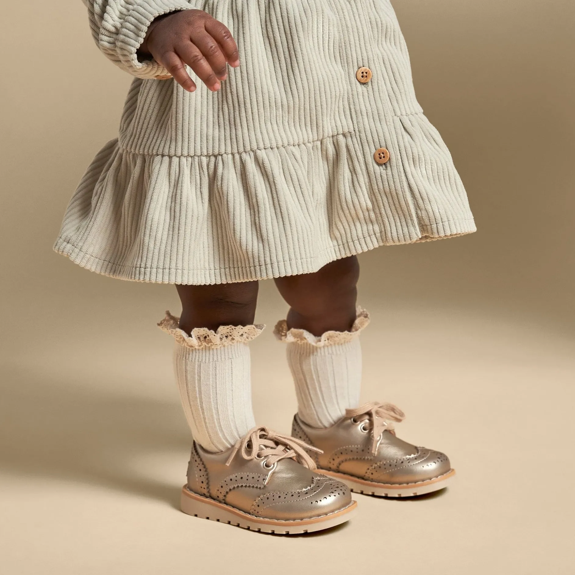 Infant & Toddler Girls Platinum Wingtip Oxfords