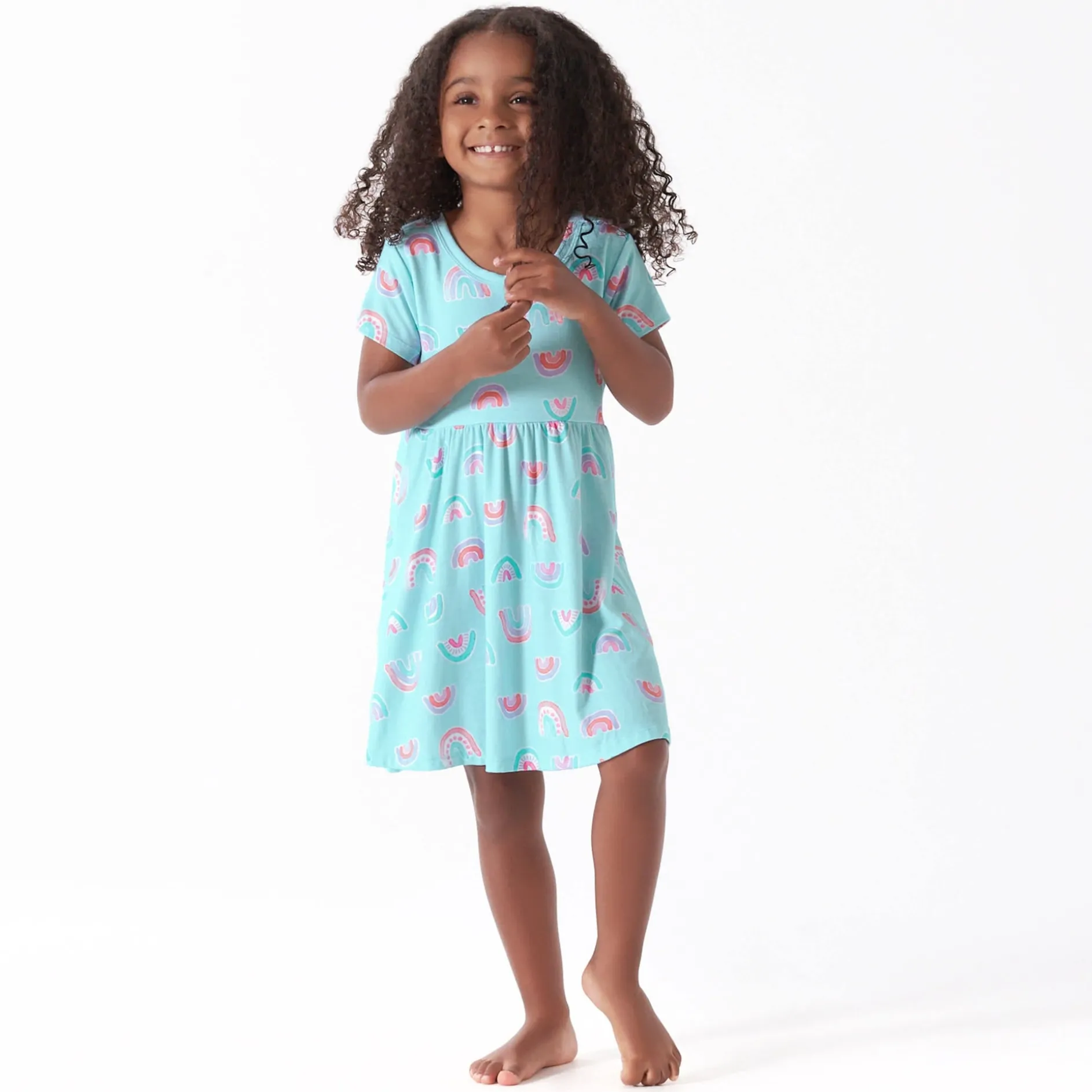 Infant & Toddler Girls Rainbow Sky Buttery Soft Viscose Made from Eucalyptus Twirl Dress