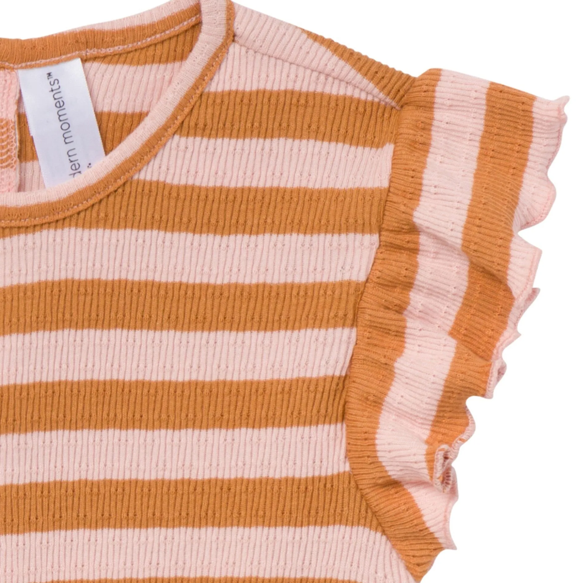 Infant & Toddler Girls Rose Stripe Flutter Sleeve Romper